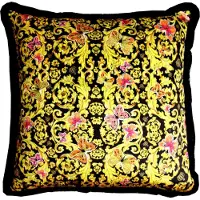 Harald Glööckler Riesiges XXL Luxus Barock Kissen "Flowers & Butterflies" Pompöös by Casa Padrino von 80 x 80 cm mit funkelnden Glitzersteinen