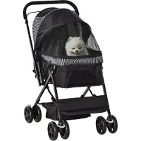 PawHut Hundebuggy Stahl Oxford-Gewebe Schwarz 76,5L x 52B x 95H cm
