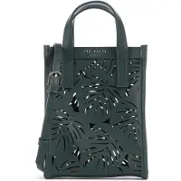 Ted Baker Leder Handtasche Umhängetasche Leeora Laser Cut Leaf Detail Nano Bag Green dunkelgrün