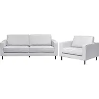 Beliani Sofa Set Hellgrau Stoff 3-Sitzer Sofa und Sessel mit Schwarzem Metallgestell Sitzkissen Klassisch Industrie Design Wohnzimmer-Set Sitzgruppe