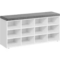 Vasagle Schuhbank LHS012W14, weiß, aus Holz, 12 Fächer für 12 Paar, 104 x 48 x 30,3cm