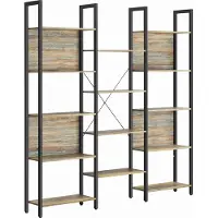 Vasagle Bücherregal, Regal Mit 14 Fächern, Metallrahmen, Regal Für Wohnzimmer, Home Office, Industriestil, 24 X 158 X 166 Cm, Eiche Mit Blau