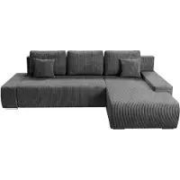 Juskys Sofa Iseo Rechts - L Form, Schlaffunktion, Stoff, modern & bequem - Couch Dunkelgrau