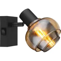Globo Schwarze Wandleuchte Tokki Bernsteinfarbenes Rauchglas