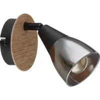 Globo Wandlampe Mubby Schwarz mit Holzoptik