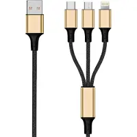 2GO 797152, 3 m, USB B, USB C/Micro-USB B/Lightning, Schwarz, Gold