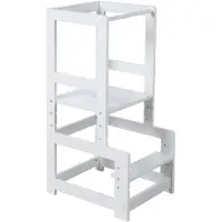 Roba Montessori-Lernturm – sichere Trittleiter für Kinder – ideal als Küchenhelfer – maximale Belastbarkeit 80 kg – Holz, Weiß