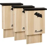 PawHut Fledermauskasten 3er-Set, Fledermaushaus Nistkasten für Fledermäuse, Holz