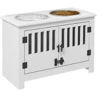 PawHut Futterstation Futternapf MDF Stahl Weiß 60L x 30B x 43H cm