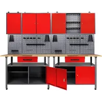 Ondis24 Werkstatt-Set 2x Werkbank, 2x Werkstattschrank, 2x Lochwand