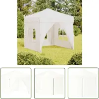 The Living Store Partyzelt Faltbar mit Seitenwänden Weiß 2x2 m