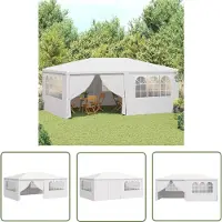 The Living Store Profi-Partyzelt mit Seitenwänden 4×6 m Weiß 90 g/m²