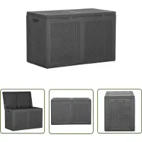The Living Store Garten-Aufbewahrungsbox 180 L Schwarz PP Rattan