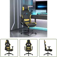 The Living Store Gaming-Stuhl mit Massage & Fußstütze Schwarz und Gelb Stoff