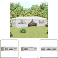 The Living Store Profi-Partyzelt mit Seitenwänden 4×9 m Weiß 90 g/m²