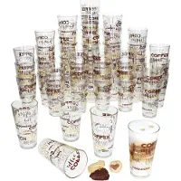 MamboCat 48er Set CANDY Latte Macchiato Gläser mit Schrift-Dekor 380ml