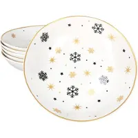 MamboCat 6x Stars schwarz & gold Suppenteller 500ml tiefe Teller Pasta Salat Weihnachten