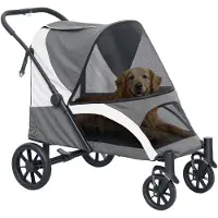 PawHut Pet Stroller Polyester Stahl 124L x 67B x 100H cm Dunkelgrau