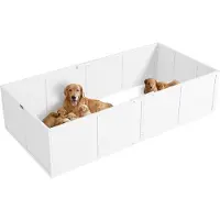 PawHut Wurfkiste für Welpen Kiefernholz MDF Weiß 196L x 96B x 48H cm