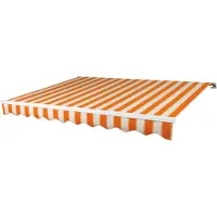 Spettmann Gelenkarmmarkise 4x3 Stoffdessin 5903 (Classic Tangerine) Gestell RAL 9016 verkehrsweiß Handkurbel Rechts inkl. Handlurb
