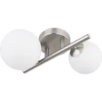 Globo Lighting Wandleuchte Metall Nickel matt, Glas opal, LxBxH: 250x260x125mm, Glas-DM: 1x10cm, 1x12cm, inkl. 2x G9 LED 3.5W 230V, 350lm Source, 310lm Output, 3000K