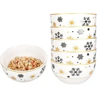 MamboCat 6x Stars schwarz & gold Müslischale 450ml Steingut Dessert-Bowl Weihnachten