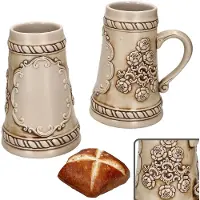 MamboCat 2er Set Ruhpolding-Krug mit Schild 0,5 Liter beige-braun Keramik
