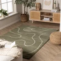 FRAAI Waschbarer Teppich - Myrre Swirl Grün 140x200cm