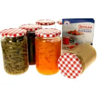 MamboCat 6er Set Rundglas 720 ml To 82 rot karierter Deckel incl. Diamant Gelierzauber Rezeptheft