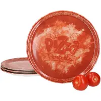 MamboCat 4x Perfetto Pizzateller Rot Ø 31,5 cm 4 Personen Porzellan Pizza Servier-Platte