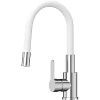 Granitan - Küchenarmatur - Wasserhahn Küche - Mischbatterie Weiß - Flexibler Auslauf - GRADO PLUS