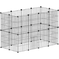PawHut Kleintiergehege Meerschweinchen Gehege Stahl Schwarz 120L x 60B x 80H cm