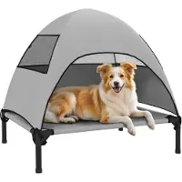 PawHut Erhöhtes Hundebett Polyester 76 x 61 x 71cm Hellgrau