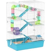 PawHut Hamsterkäfig Metall Kunststoff Hellblau 58L x 36B x 81H cm
