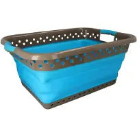 MamboCat Wäschekorb faltbar 61x44 grau-blau