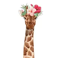 A.S. Création Vliestapete "Giraffen-Tapete mit Blumenkranz Aquarell Tiermotiv" matt strukturiert