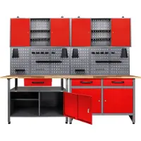 Ondis24 Werkstatt-Set 2x Werkbank, 2x Werstattschrank, 2x Lochwand