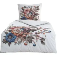 TRAUMSCHLAF Bettwäsche Sunny Bloom, 3D-Optik 155x220 cm + 80x80 cm