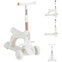 Byox Kinderroller Velvet Royal 2 in 1 Laufrad Musik- und Lichteffekte Fußstütze weiß