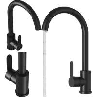 Granitan | Küchenarmatur Prestige - Schwarz - Drehbare Auslauf - Modernes Design - Umweltfreundlich