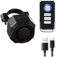 INF Wiederaufladbarer Fahrradalarm mit Fernbedienung 110 dB, für Fahrrad/Motorrad/Elektroroller Schwarz