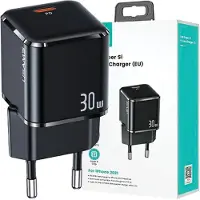 Usams Ład. Siec. 1Xusb-C T45 Mini 30W (Nur Kopf) Pd3.0 Schnellladen Czarny/Schwarz Cc148Tc01 (Us-Cc148)