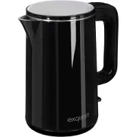 Exquisit Wasserkocher WK 6103 SWI | 1,5 Liter Volumen | 360 Grad Sockel | 2200 Watt | Integrierter Filter | automatische Abschaltung | doppelwandig | Wasserstandsanzeige | verdecktes Heizelement