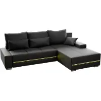 Juskys Sofa Davos Rechts mit Schlaffunktion, Bettkasten, Samt-Bezug & LED - Dunkelgrau