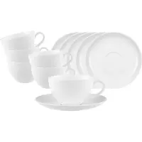 Villeroy & Boch Tasse "Kaffeetasse mit Untertasse Anmut 6er Set 12er Set weiß", weiß, Porzellan, Trinkgefäße, Tasse