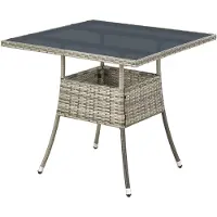 Juskys Polyrattan Gartentisch Yoro eckig - wetterfest 80x80 cm Outdoor Tisch - Grau