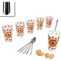 MamboCat 12tlg Latte Macchiato Set - 6x CREMONA Gläser orange + 6x STYLE ART Latte Macchiato Löffel - 0806137 & 747-310