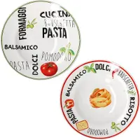 MamboCat 2er Set Pastateller mit Dekor 1x Grün & 1x Rot 26,5cm - 27020606