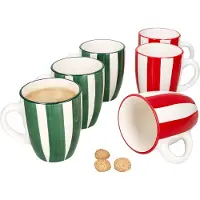 MamboCat 6x Zirkus rot & grün Kaffeebecher 320ml Steingut-Tassen 6 Personen