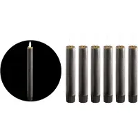 Novaliv Stabkerzen LED mit Timer GRAU 8 Stück Indoor 6 Stunden ECHTWACHS 15cm in Grau | Gr.: onesize